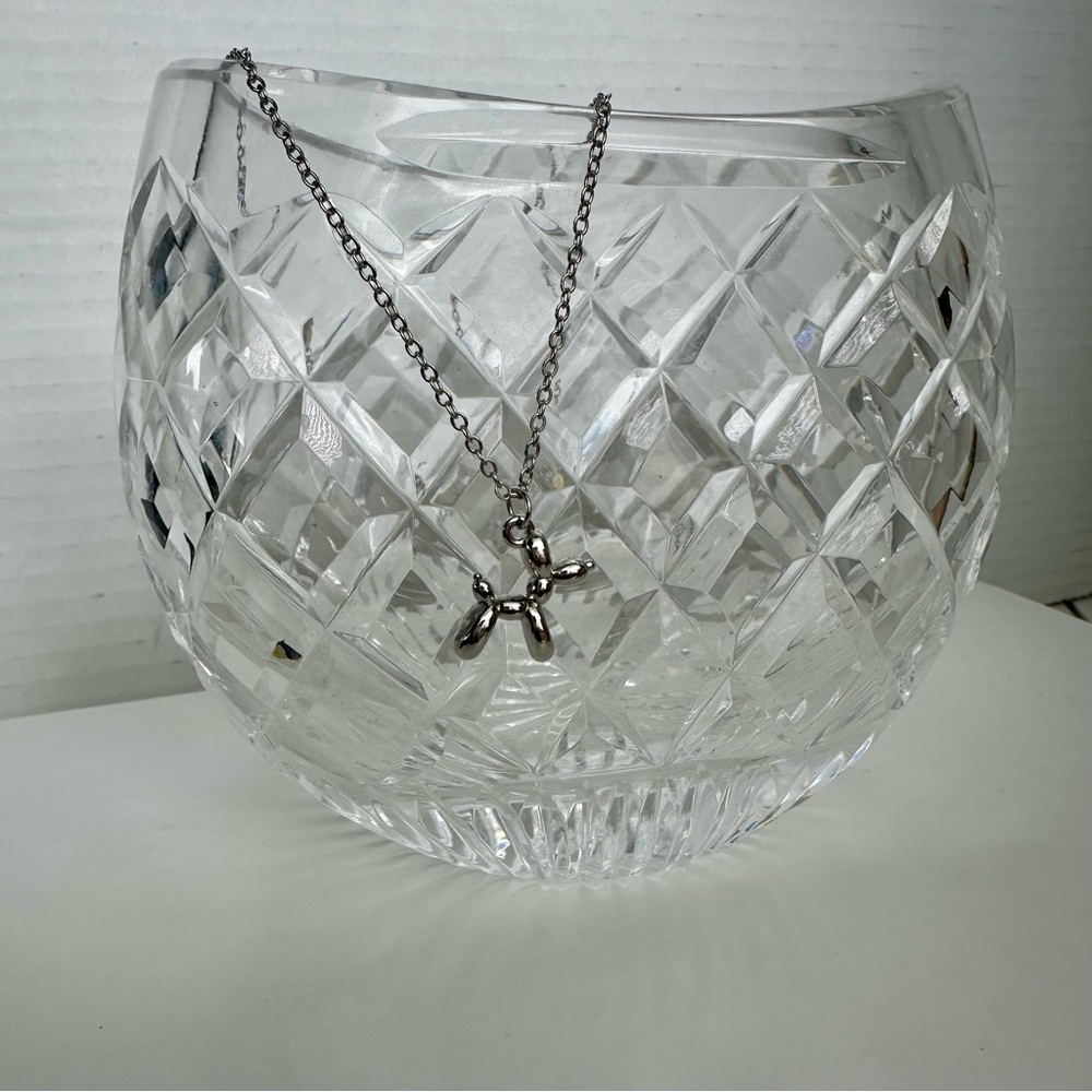 Balloon Dog Necklace Pendant w 17” Silver Adjustable Chain, Koons - Picture 3 of 7